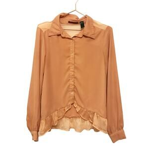 BKE red muted tan blouse size small